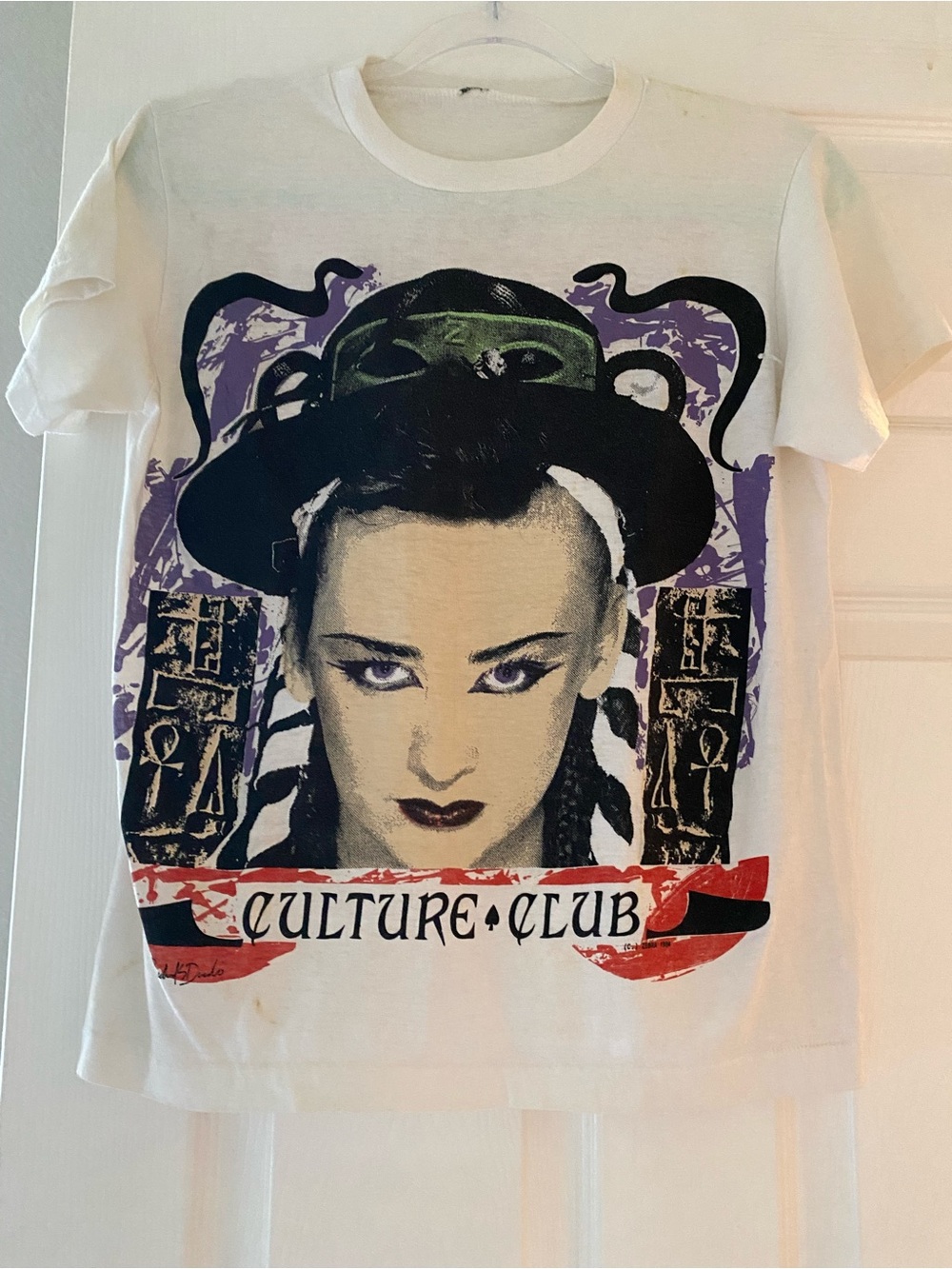 1984 Culture Club Vintage Graphic Tee — White with Purple & Black Print - Picture 4 of 5